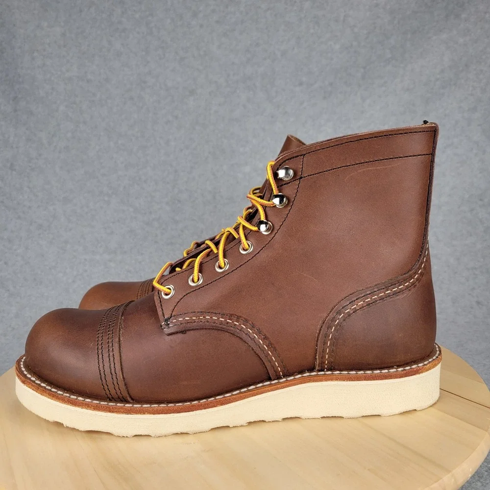 Red Wing Iron Ranger 8088 Mens 8 Amber‎ Harness Brown Leather Wedge Sole Boots